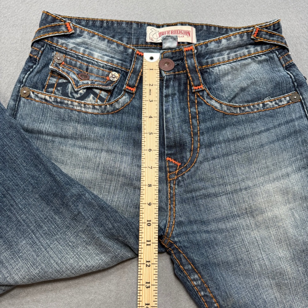 True Religion Ricky Super T Jeans Mens 30 Blue Medium Wash Relaxed Straight Flap - Picture 5 of 11